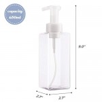 Plastic Foaming Bottle with Pump, Suream 4 Pack 22oz/650ml Clear Brown Modern Empty Refillable Hand Soap Dispenser for Lotion, Shampoo, Square Large Container for Bathroom Body Wash, Kitchen Vanity