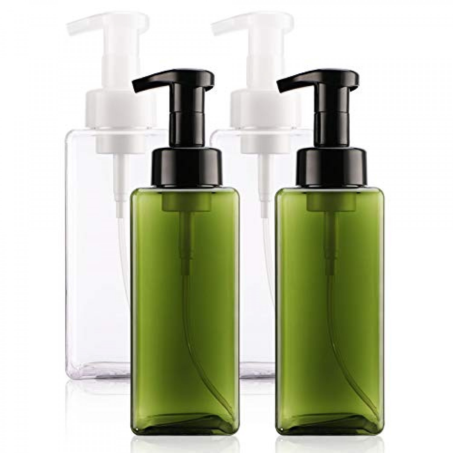 Hand Pump Containers for Shampoo, Suream 3 Pack 22oz/650ml Clear Brown  Green Plastic Empty Refillable