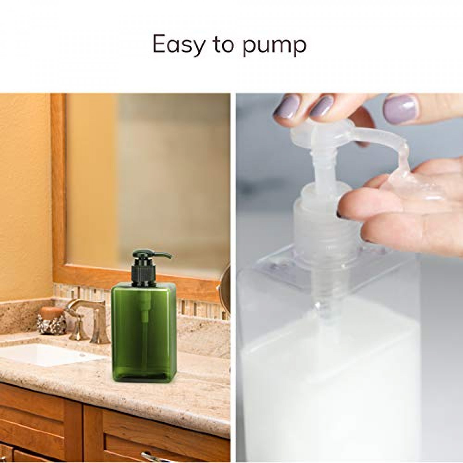 Hand Pump Containers for Shampoo, Suream 3 Pack 22oz/650ml Clear Brown  Green Plastic Empty Refillable