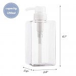 Pump Bottle for Shampoo, Suream 6 Pack 15.8oz/450ml Clear Plastic Refillable Soap Dispensers for Essential Oil Soap Lotion Conditioner, Empty Square Container for Bathroom Shower Wash and Kitchen Sink