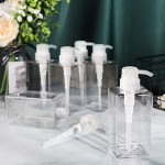 Pump Bottle for Shampoo, Suream 6 Pack 15.8oz/450ml Clear Plastic Refillable Soap Dispensers for Essential Oil Soap Lotion Conditioner, Empty Square Container for Bathroom Shower Wash and Kitchen Sink