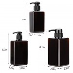 Pump Soap Dispenser for Bathroom, Suream 3 Pack 5.1oz/150ml, 9.9oz/280ml, 15.8oz/450ml, Plastic Refillable Bottles for Lotion Shampoo Conditioner, Square Containers for Shower Wash and Kitchen Use
