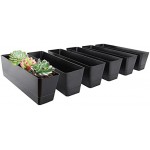 Rectangle Window Boxes, Greaner 6PCS 16x3.8 Inch Black Herb Planters with RemovableTray and Drainage Hole, Succulent Flowers Plastic Pot for Balcony, Office, Windowsill, Garden, Outdoor Decoration Use