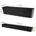 Rectangle Window Boxes, Greaner 6PCS 16x3.8 Inch Black Herb Planters with RemovableTray and Drainage Hole, Succulent Flowers Plastic Pot for Balcony, Office, Windowsill, Garden, Outdoor Decoration Use