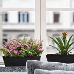 Rectangle Window Boxes, Greaner 6PCS 16x3.8 Inch Black Herb Planters with RemovableTray and Drainage Hole, Succulent Flowers Plastic Pot for Balcony, Office, Windowsill, Garden, Outdoor Decoration Use