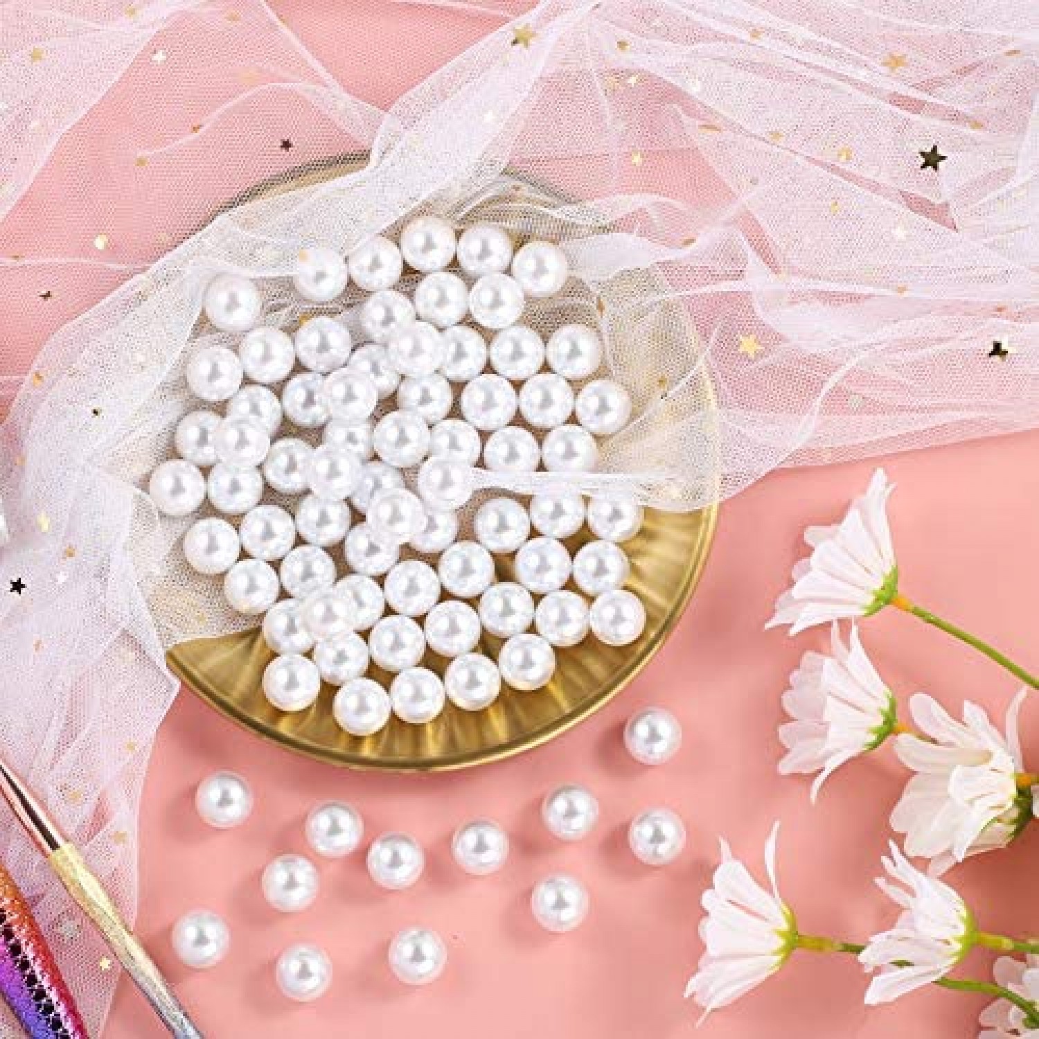 SUREAM Red Floating Pearls 100PCS, 3 Sizes ABS Pearl and 2300PCS Water Gel  Beads, No Holes