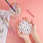 SUREAM 160PCS Makeup Beads for Brush Holder, 16mm/0.63Inch Round Beads for Cosmetic Pen Organizer, Vase Filler for Wedding Centerpiece, Birthday Party, Table Scatter, Home Decoration(White, No Hole)