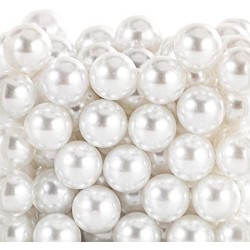 SUREAM 160PCS Makeup Beads for Brush Holder, 16mm/0.63Inch Round Beads for Cosmetic Pen Organizer, Vase Filler for Wedding Centerpiece, Birthday Party, Table Scatter, Home Decoration(White, No Hole)