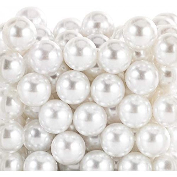 SUREAM 160PCS Makeup Beads for Brush Holder, 16mm/0.63Inch Round Beads for Cosmetic Pen Organizer, Vase Filler for Wedding Centerpiece, Birthday Party, Table Scatter, Home Decoration(White, No Hole)