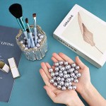 SUREAM 16mm/0.63Inch Decorative Makeup Brush Beads No Hole, 160 Pieces Round Faux Art Vase Filler Pearls, Bulk Plastic Shiny Pearl Beads for Jewelry Crafts Making, Wedding Centerpiece, Party Candles