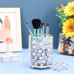 SUREAM 16mm/0.63Inch Decorative Makeup Brush Beads No Hole, 160 Pieces Round Faux Art Vase Filler Pearls, Bulk Plastic Shiny Pearl Beads for Jewelry Crafts Making, Wedding Centerpiece, Party Candles