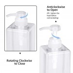 SUREAM 3 Pack Clear Empty Pump Bottles, 22oz/650ml Plastic Refillable Square Containers for Essential Oil Soap Lotion Shampoo Conditioner, Large Hand Pump Dispensers for Bathroom and Kitchen Sink Use