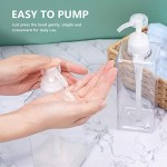 SUREAM 3 Pack Clear Empty Pump Bottles, 22oz/650ml Plastic Refillable Square Containers for Essential Oil Soap Lotion Shampoo Conditioner, Large Hand Pump Dispensers for Bathroom and Kitchen Sink Use