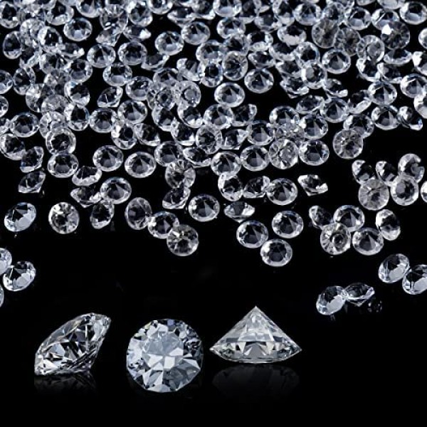 SUREAM Acrylic Ice Rocks 2000 Pieces, 10mm/0.39Inch Diamonds for Decoration Wedding Party, No Holes Clear Diamond Gems Treasure Great for Table Scatter, Crafts, Photography Props, Vase Filler Crystal