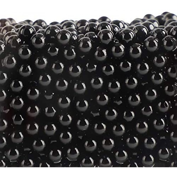 SUREAM Beads for Makeup Brush Holder 1300Pcs Black, No Hole Round Beads 8mm/0.31In Bulk Vase Filler Pearls for Holding Brush Lipstick Eyeliner, Birthday Party, Wedding Table Scatter, Craft Decoration