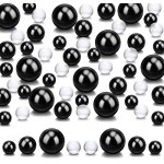 SUREAM Beautiful Vase Filler Pearls, 100PCS Floating Beads and 2300PCS Water Gel Beads, Elegant Luster Pearl for Table Scatters, Candle Centerpieces, Wedding, Birthday Floral Decor 14/20/30mm, Black