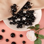 SUREAM Beautiful Vase Filler Pearls, 100PCS Floating Beads and 2300PCS Water Gel Beads, Elegant Luster Pearl for Table Scatters, Candle Centerpieces, Wedding, Birthday Floral Decor 14/20/30mm, Black