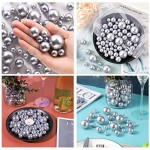 SUREAM Floating Pearls for Vase, 100PCS Artificial No Hole Beads and 2300PCS Clear Gel Beads, Multi Purpose Decor Pearls for Candle Centerpieces, Wedding, Birthday, Brushes Holder (8/14/20mm, Silver)