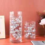 SUREAM Floating Pearls for Vase, 100PCS Artificial No Hole Beads and 2300PCS Clear Gel Beads, Multi Purpose Decor Pearls for Candle Centerpieces, Wedding, Birthday, Brushes Holder (8/14/20mm, Silver)