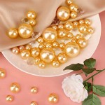 SUREAM Gold Assorted Floating Pearls, 100PCS Art Faux Pearls and 2300PCS Water Gel Beads, Imitation Round Undrilled Pearl Beads for Table Scatter, Wedding Decoration, Home Vase Filler, 14/20/30mm