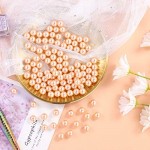 SUREAM Gold Makeup Beads for Brush Holder, 12mm/0.47Inch Round Art Faux Pearls, Undrilled Beads to Hold Makeup Brush, Vase Filler Pearls for Wedding Centerpiece, Table Scatter Decoration (350Pcs)