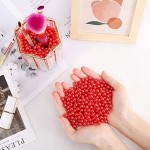 SUREAM Imitation Pearls 1300 Pcs, 8mm/0.31In Pearl for Exquisite Makeup Brush Holder, Art Faux Round Beads with Luster, No Hole Decorative Vase Filler Pearls for Wedding, Party, Table Scatter, Red