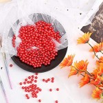 SUREAM Imitation Pearls 1300 Pcs, 8mm/0.31In Pearl for Exquisite Makeup Brush Holder, Art Faux Round Beads with Luster, No Hole Decorative Vase Filler Pearls for Wedding, Party, Table Scatter, Red