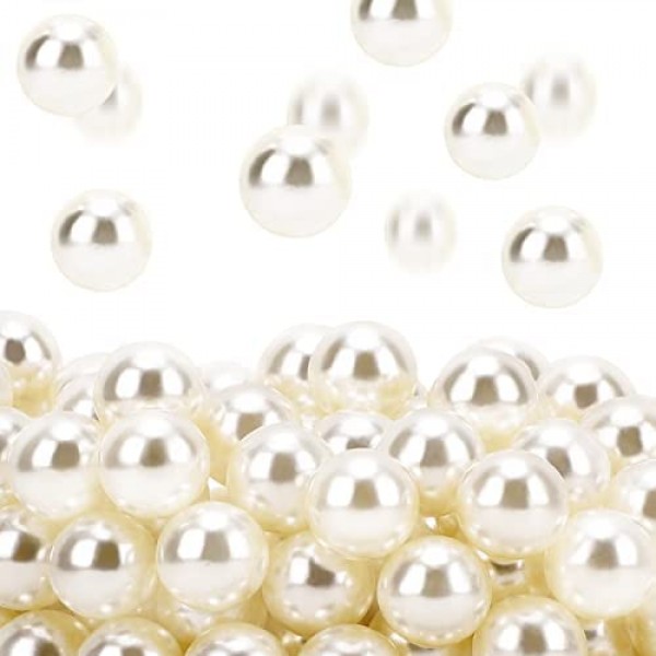 SUREAM Makeup Brush Beads, 10mm/0.39inch Vase Filler Round No Hole Pearls, Faux Pearls for Table Scatter, Wedding Centerpiece, Bridal Shower, Craft, Jewelry Making, Home Decorations (540PCS Ivory)