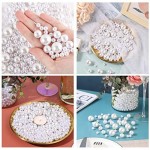 SUREAM No Hole Floating Pearls for Vase, 250PCS Artificial Beads and 2300PCS Clear Gel Beads for Candle Centerpieces, Wedding, Birthday, Brushes Holder, Multipurpose Use Pearls (8/14/20mm, White)