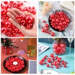 SUREAM Red Floating Pearls 100PCS, 3 Sizes ABS Pearl and 2300PCS Water Gel Beads, No Holes Elegant Luster Pearls for Crafts, DIY, Vase Filling, Birthday Party, Home, Wedding Decoration (14/20/30mm)