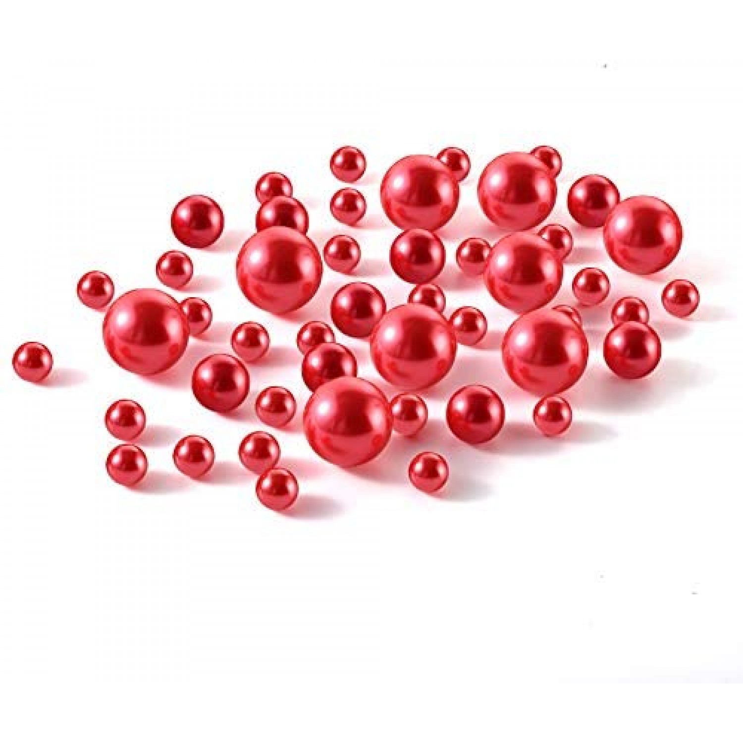 SUREAM Red Floating Pearls 100PCS, 3 Sizes ABS Pearl and 2300PCS Water Gel  Beads, No Holes