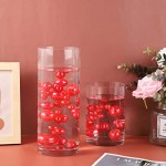 SUREAM Red Floating Pearls 100PCS, 3 Sizes ABS Pearl and 2300PCS Water Gel Beads, No Holes Elegant Luster Pearls for Crafts, DIY, Vase Filling, Birthday Party, Home, Wedding Decoration (14/20/30mm)