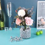 SUREAM Silver Floating Pearls for Vase Filler, 250PCS 8/14/20mm Assorted Beads with 2300PCS Water Gel Beads, Mixed Sizes Round Faux Pearls for Table Centerpiece, Floral, Wedding Decor, Home Party