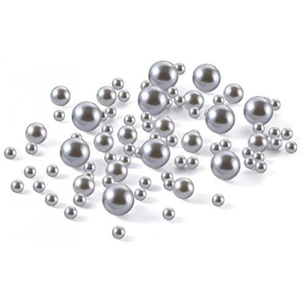 SUREAM Silver Floating Pearls for Vase Filler, 250PCS 8/14/20mm Assorted Beads with 2300PCS Water Gel Beads, Mixed Sizes Round Faux Pearls for Table Centerpiece, Floral, Wedding Decor, Home Party