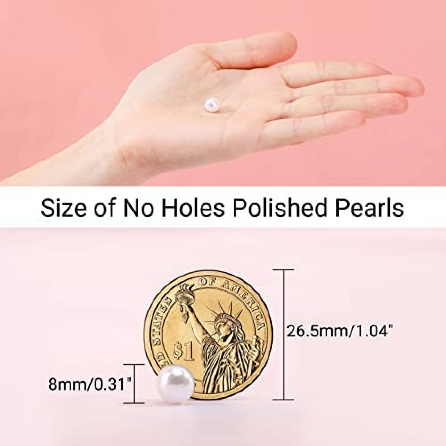 SUREAM White 1300Pcs Vase Fillers Pearls, 8mm/0.31in Faux Plastic Pearls  for Crafts No Hole