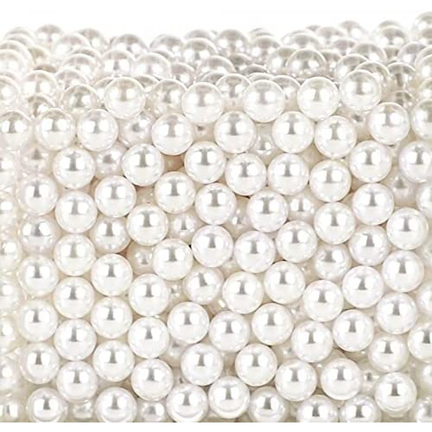 SUREAM White 1300Pcs Vase Fillers Pearls, 8mm/0.31in Faux Plastic Pearls  for Crafts No Hole