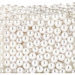 SUREAM White 1300Pcs Vase Fillers Pearls, 8mm/0.31in Faux Plastic Pearls for Crafts No Hole, Decorative Bulk Filler Beads for Home Centerpiece, Makeup Brush Holder, Wedding Candles, Table Scatter