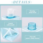 Suream Empty Pump Containers for Shampoo, 3 Pack 15.8oz/450ml Plastic Clear Blue Square Soap Dispensers for Lotion Liquid Shampoo Conditioner, Hand Shower Wash Bottles for Bathroom and Kitchen Sink