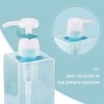 Suream Empty Pump Containers for Shampoo, 3 Pack 15.8oz/450ml Plastic Clear Blue Square Soap Dispensers for Lotion Liquid Shampoo Conditioner, Hand Shower Wash Bottles for Bathroom and Kitchen Sink