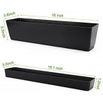 Window Boxes Planters, Greaner 3PCS 16x3.8 Inch Black Rectangle Planters Box with Drainage Holes and Trays, Herb Succulents Flowers Plastic Pot for Windowsill, Garden, Balcony, Indoor, Outdoor Decor