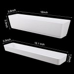 Window Boxes Planters, Greaner 3PCS 16x3.8 Inch Large Herb Planters with Tray, Indoor Succulent Cactus Flowers Vegetable Plastic Rectangle Pots for Balcony, Office, Garden, Outdoor, Windowsill (White)