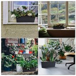 Window Boxes Planters, Greaner Rectangle Herb Windowsill Planters with Tray, 12x3.8 Inch Succulent Cactus Mint Flower Plastic Plant Pots ​for Garden Balcony, Office Outdoor Decoration (6 Pack Black)