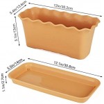 Window Boxes for Planting, Greaner 3 Packs Brown Plastic Window Succulent Flower Planters with Saucer for Garden Planting, Home Indoor Outdoor Decoration, Windowsill, Patio, Porch