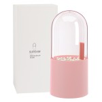 Suream Pink Makeup Brush Holder, 8.9” Cosmetic Storage with Pearls for Dresser Table  