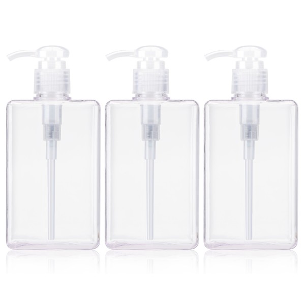 Suream Clear Pump Containers, 3 Pack 9.9oz/280ml Soap Dispensers for Bathroom and Kitchen Sink 