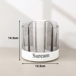 SUREAM 360 Rotating Makeup Organizer, 6-Slots Makeup Brush Holders, Spining Cosmetics Storage Cup for Vanity Countertop, Bathroom Countertop, Makeup Brushes Cup, Pen Holder for Desk, White SUREAM 360 Rotating Makeup Organizer, 6-Slots Makeup Brush Holders, Spining Cosmetics Storage Cup for Vanity Countertop, Bathroom Countertop, Makeup Brushes Cup, Pen Holder for Desk, White
