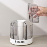 SUREAM 360 Rotating Makeup Organizer, 6-Slots Makeup Brush Holders, Spining Cosmetics Storage Cup for Vanity Countertop, Bathroom Countertop, Makeup Brushes Cup, Pen Holder for Desk, White SUREAM 360 Rotating Makeup Organizer, 6-Slots Makeup Brush Holders, Spining Cosmetics Storage Cup for Vanity Countertop, Bathroom Countertop, Makeup Brushes Cup, Pen Holder for Desk, White