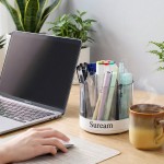 SUREAM 360 Rotating Makeup Organizer, 6-Slots Makeup Brush Holders, Spining Cosmetics Storage Cup for Vanity Countertop, Bathroom Countertop, Makeup Brushes Cup, Pen Holder for Desk, White SUREAM 360 Rotating Makeup Organizer, 6-Slots Makeup Brush Holders, Spining Cosmetics Storage Cup for Vanity Countertop, Bathroom Countertop, Makeup Brushes Cup, Pen Holder for Desk, White