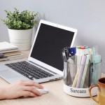 SUREAM 360 Rotating Makeup Organizer, 6-Slots Makeup Brush Holders, Spining Cosmetics Storage Cup for Vanity Countertop, Bathroom Countertop, Makeup Brushes Cup, Pen Holder for Desk, White SUREAM 360 Rotating Makeup Organizer, 6-Slots Makeup Brush Holders, Spining Cosmetics Storage Cup for Vanity Countertop, Bathroom Countertop, Makeup Brushes Cup, Pen Holder for Desk, White